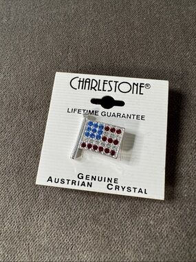 Charlestone American Flag Brooch Pin NEW